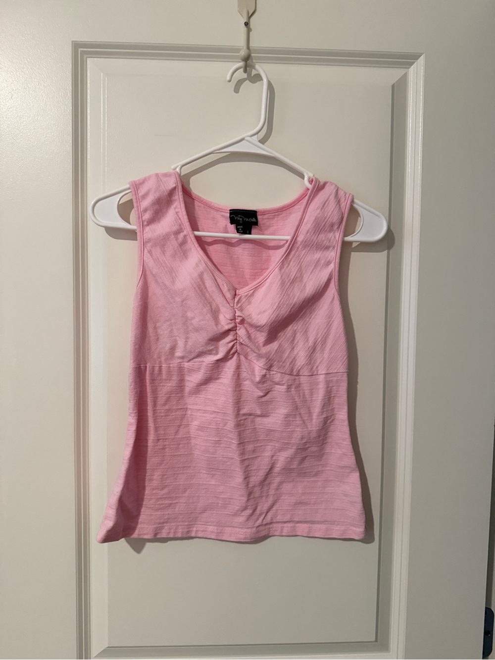 Y2K My Michelle Pink Sleeveless Ruched V-neck tank Top - Size Large